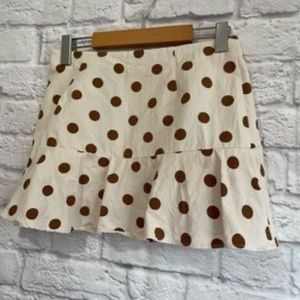 Zara Brown + Off White Polka Dot Skirt NEW